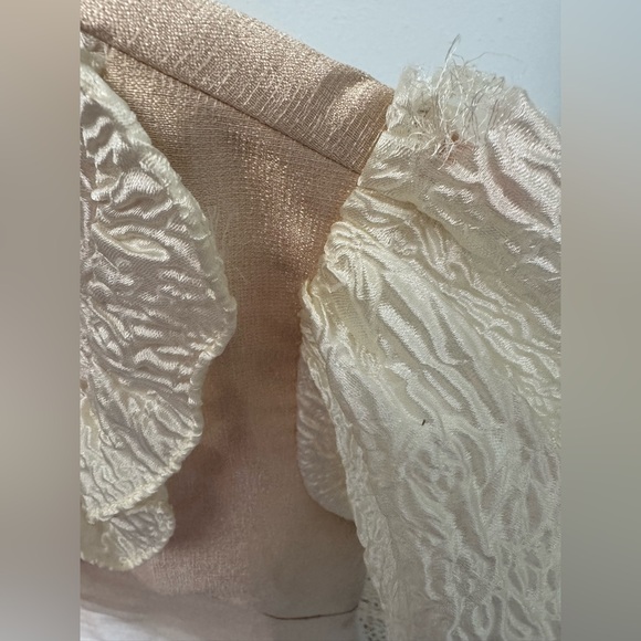 DREAM Sister Jane Satin Jacquard Lace Mini Dress In Gold - Picture 8 of 14